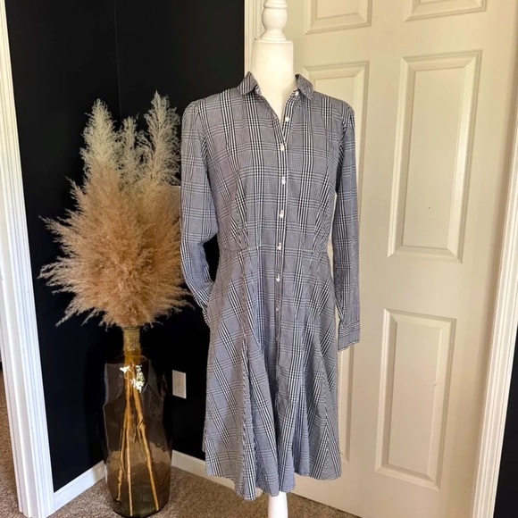 Brooks Brothers Black/White Plaid Button Front Shirt Dress
 size 12 - Picture 1 of 12